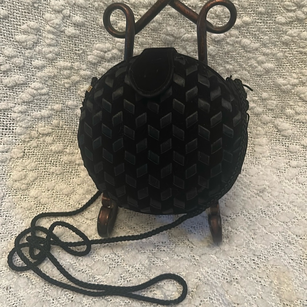 La Regale Vintage Satin and Velvet Round Evening Bag
